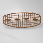 Italian Mid-Century Bamboo and Rattan Coat Rack, 1960s