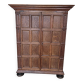Antique Dutch Oak Panel Cabinet, early 1700s