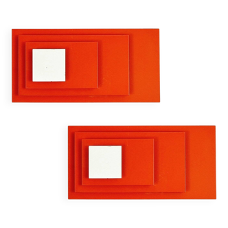 Pair Of Op Art Metal Wall Lamps By Egon Hillebrand For Hillebrand, 1970s