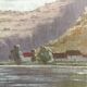 Ancient painting "Landscape at the River" E. Poux Doubs signed cf. Isenbart Charigny