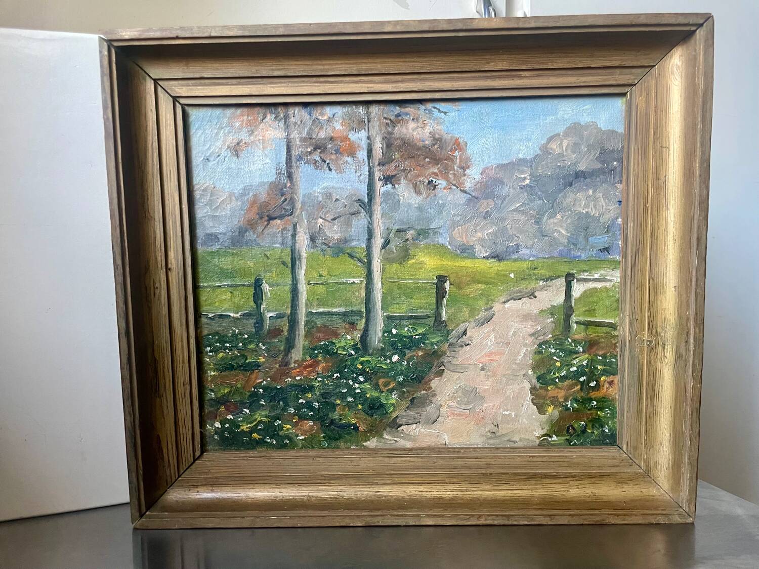 Vintage Landscape oil on canvas With Wooden frame