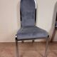 Set of Italian dining chairs from 1970, chrome and covered in blue velvet