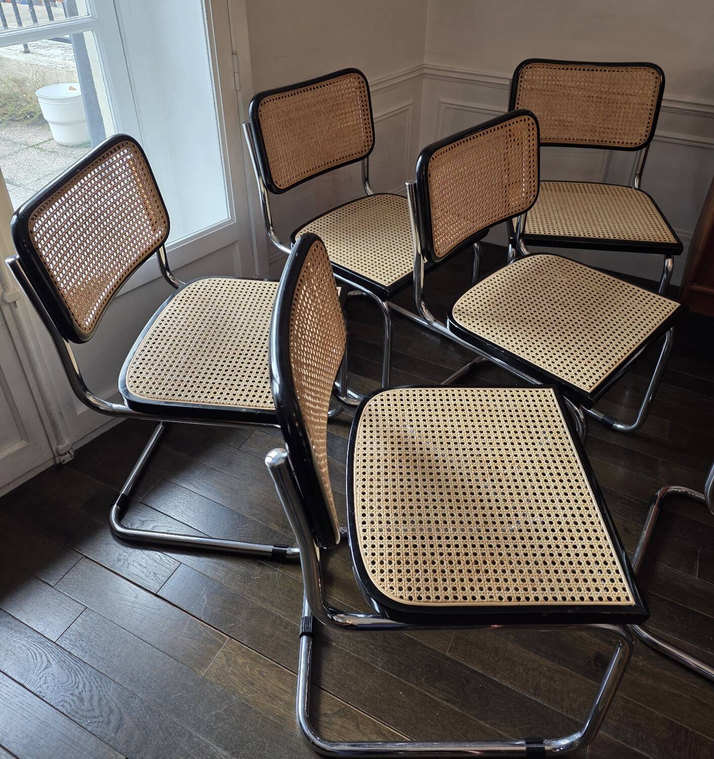 Set of 6 Cesca B32 Marcel Breuer black vintage chairs Made in Italy