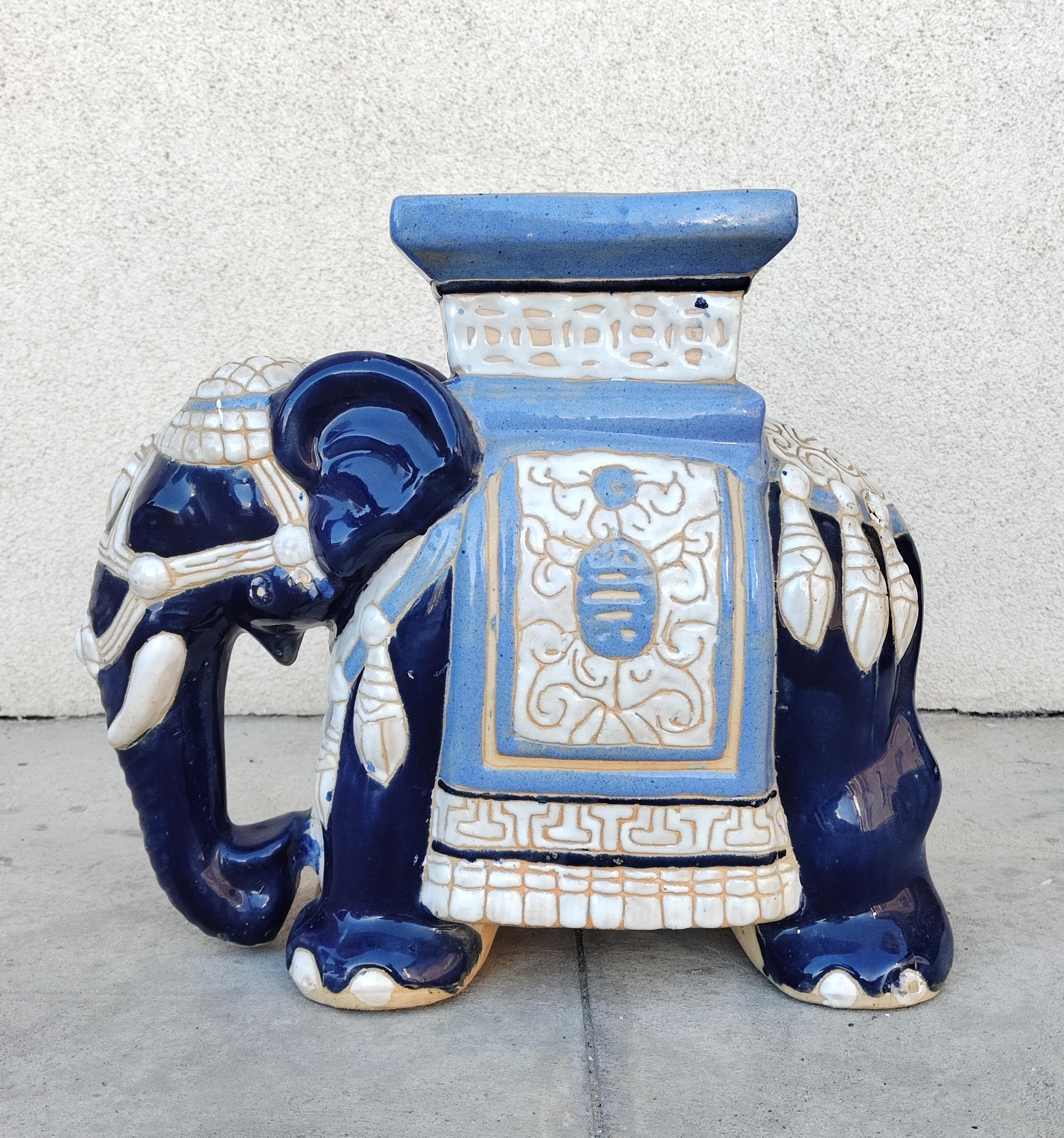 Garden stool or ceramic elephant plant stand from the 1960s.