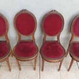 Set of 4 Louis XVI medallion chairs in walnut