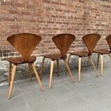Set of 4 Norman Cherner chairs for Plycraft USA in teak, 1960s