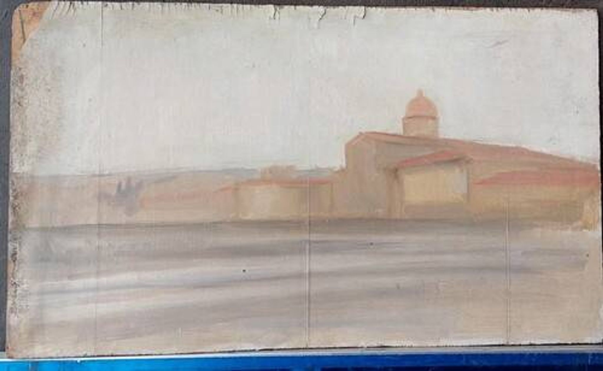 Peinture à l'huile sur panneau Florence Vue de San Frediano à Cestello début 1900