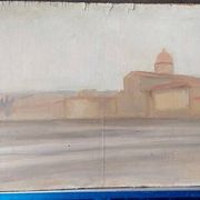 Peinture à l'huile sur panneau Florence Vue de San Frediano à Cestello début 1900