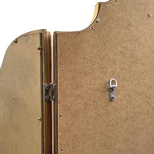 Large vintage triptych mirror in gilded wood, Deknudt - 81 x 100 cm