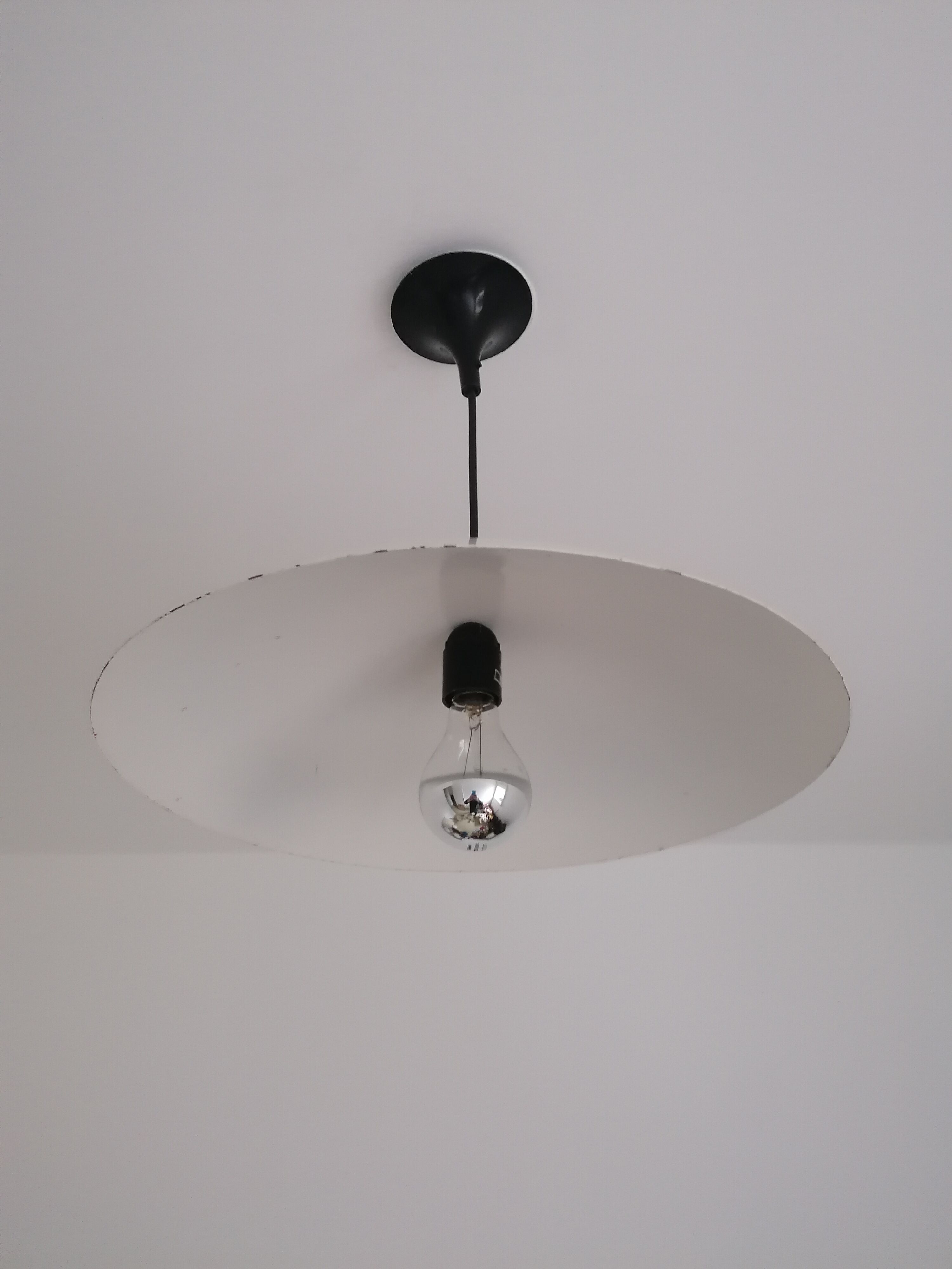 Suspension Lita - white tole - 45 cm - industrial type - 1960's