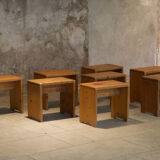 Series of eight stools Les Arcs Charlotte Perriand