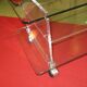 vintage glass coffee table with plexiglass legs