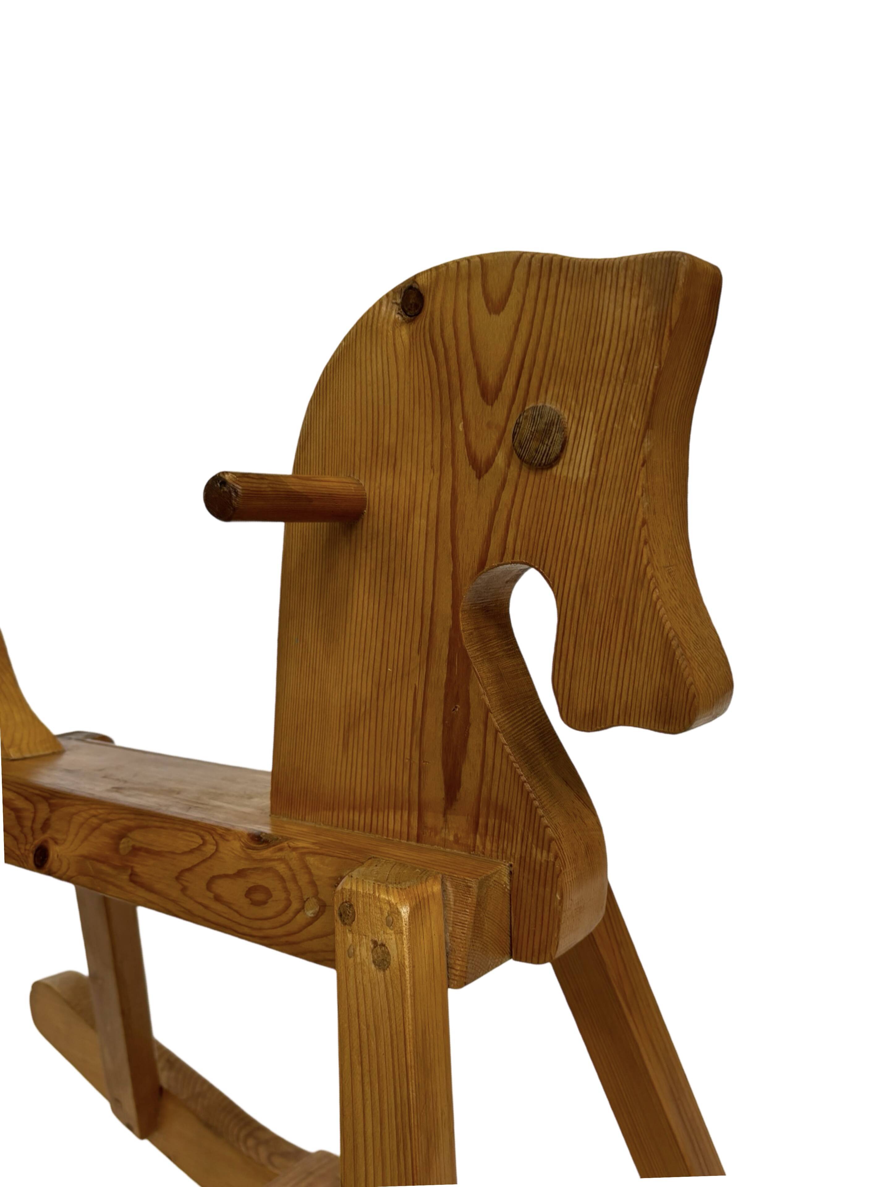 Vintage rocking horse 60s pinewood design minimalist design