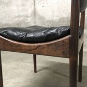 Set of 4 Rio palisander & black leather chairs, Modus model, by Kristian Vedel for Soren Willadsen