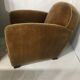 Fauteuil club velours mordoré