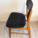 Scandinavian chair in beech and imitation leather black / vintage 60s-70s