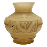 Vase en verre jaune décor Art Déco signé D'Argyl vers 1930
