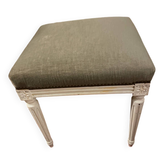 Square pouf Louis XVI – tufted upholstery – flame-patterned wool velvet (1986)