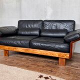 Canape seltz elm and leather design 1960
