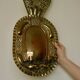 X-large mid-century Swedish brass Baroque sconce with double arm design
