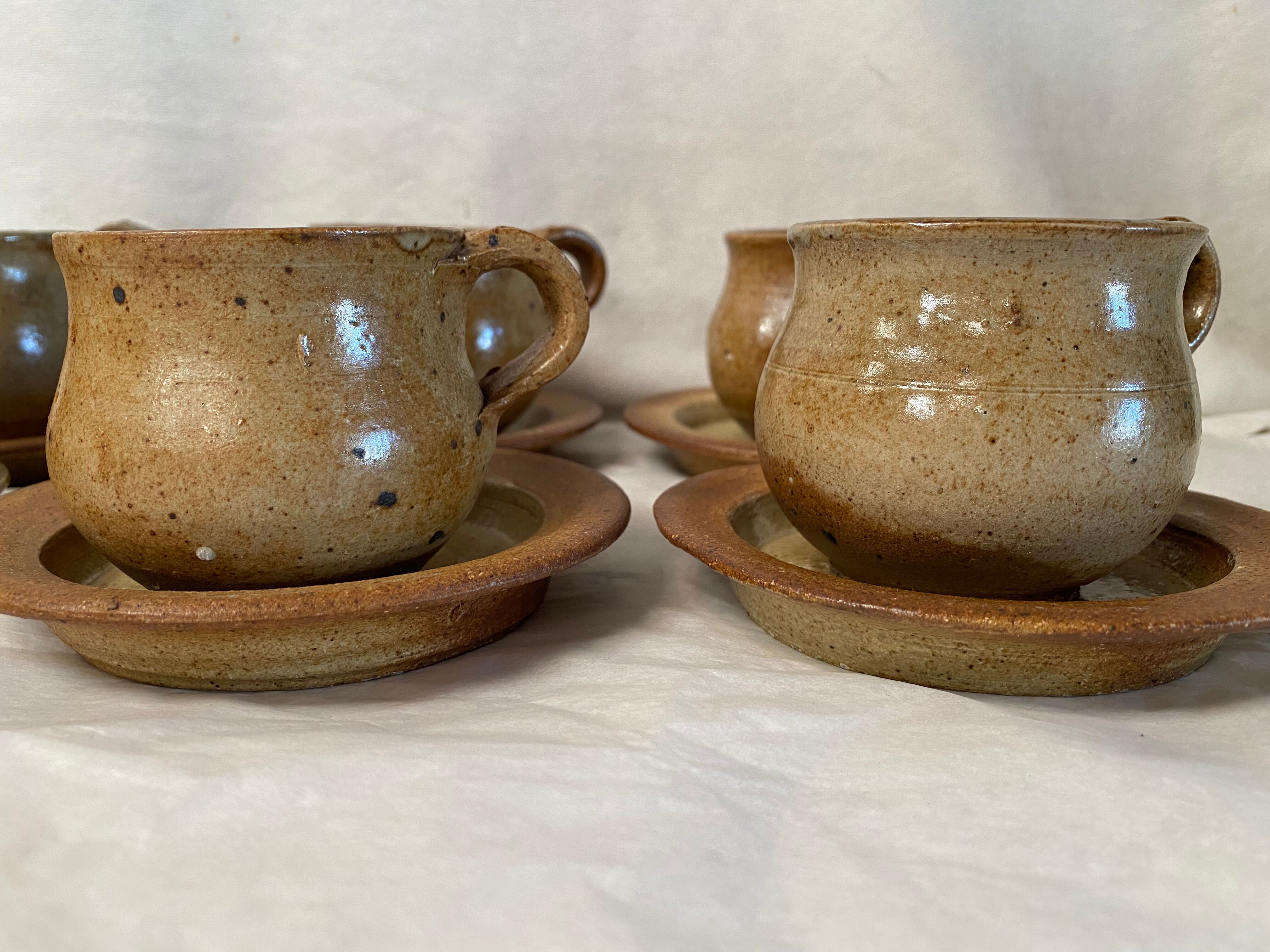 Set of 6 vintage stoneware cups