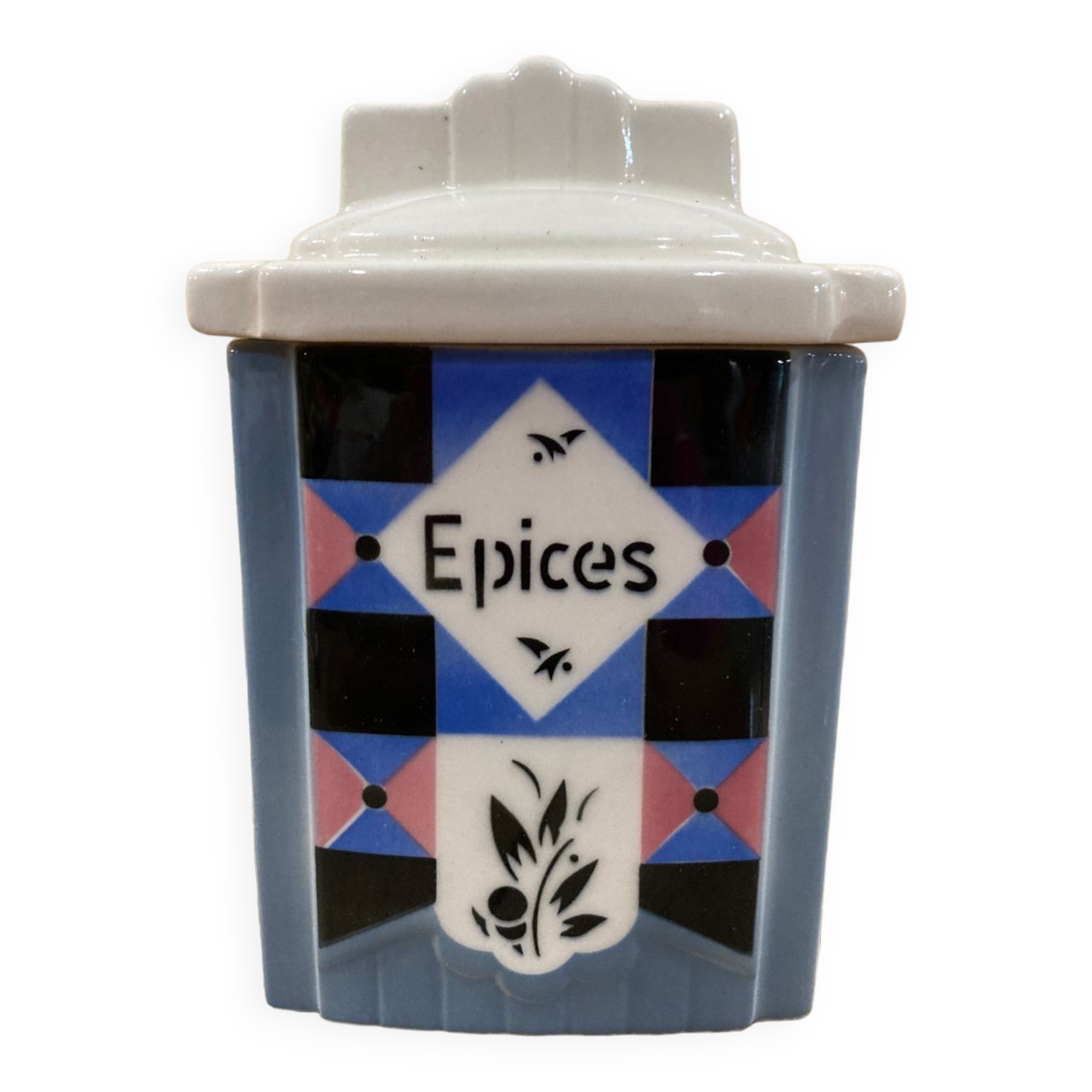 Covered earthenware spice pot 1930 art deco Ditmar Urbach