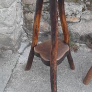 3 tabourets brutaliste en bois H 80 cm