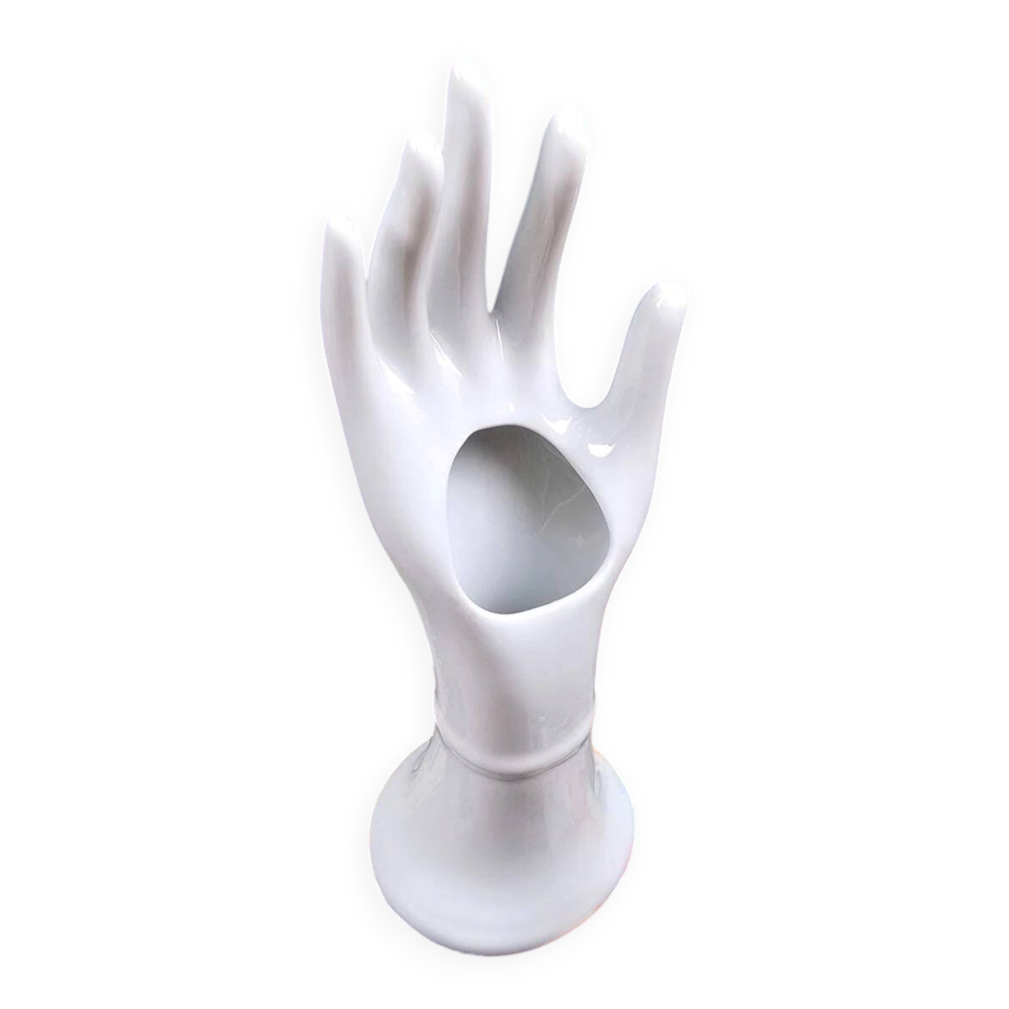 Main Baguier / Soliflore en porcelaine blanche