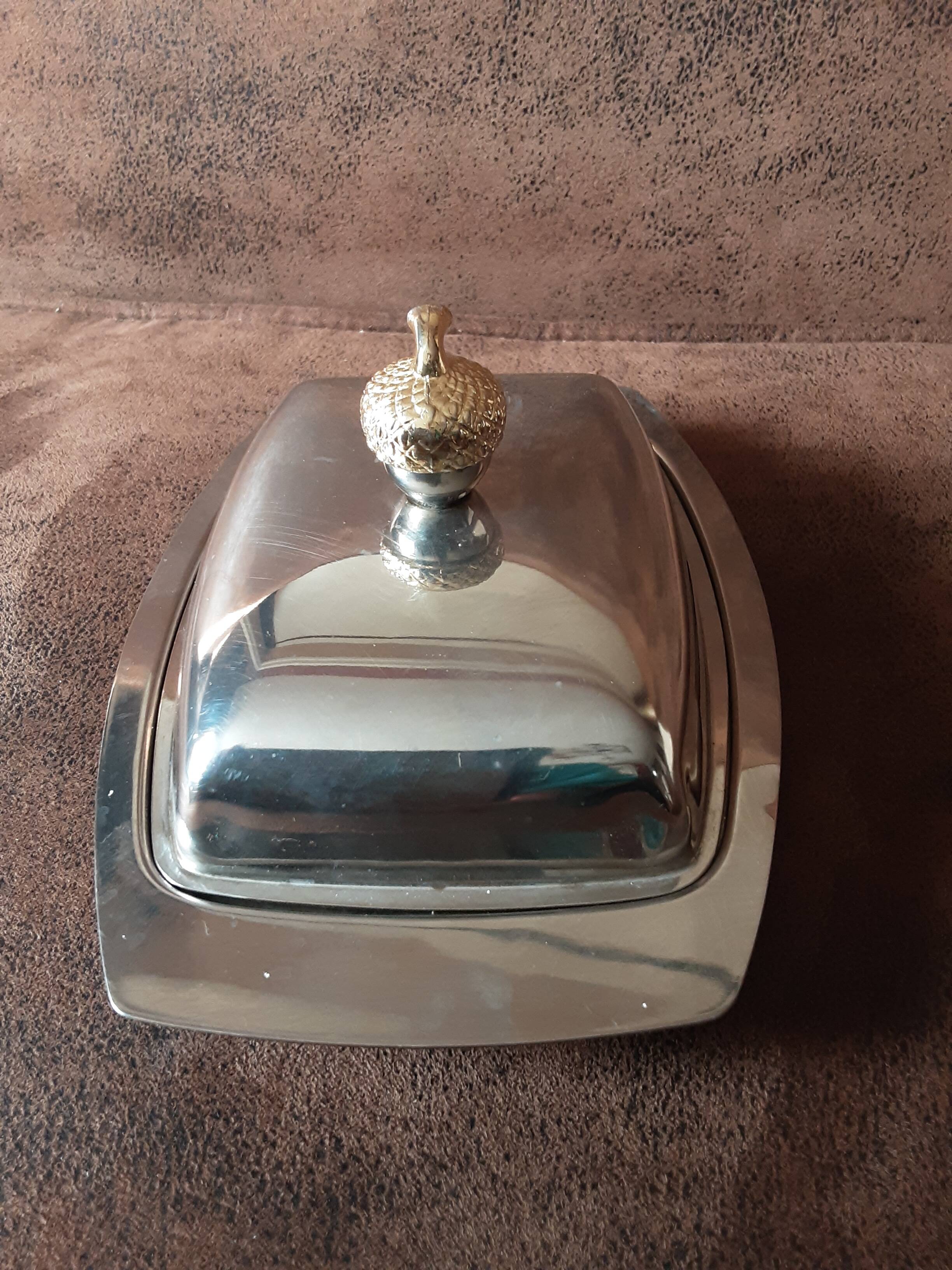 Vintage metal butter dish