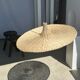 Large suspension, rattan luminaire in hat shape D:80cm