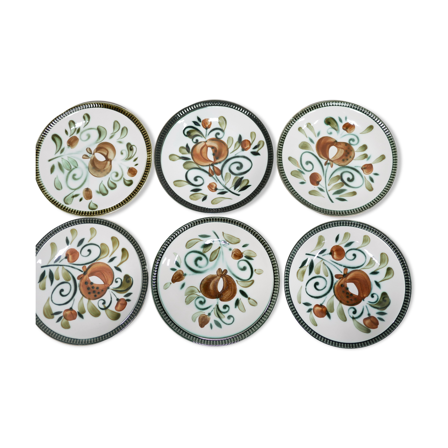 Série de 6 assiettes vintage éditées par Boch La Louvière