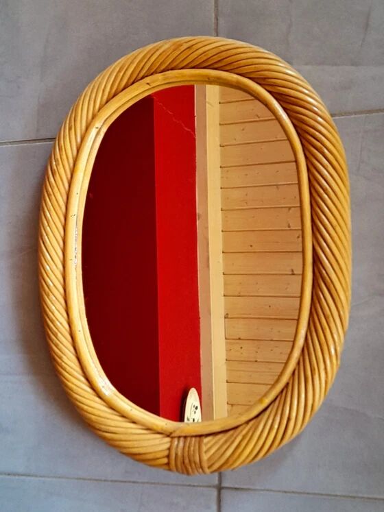 Miroir en rotin