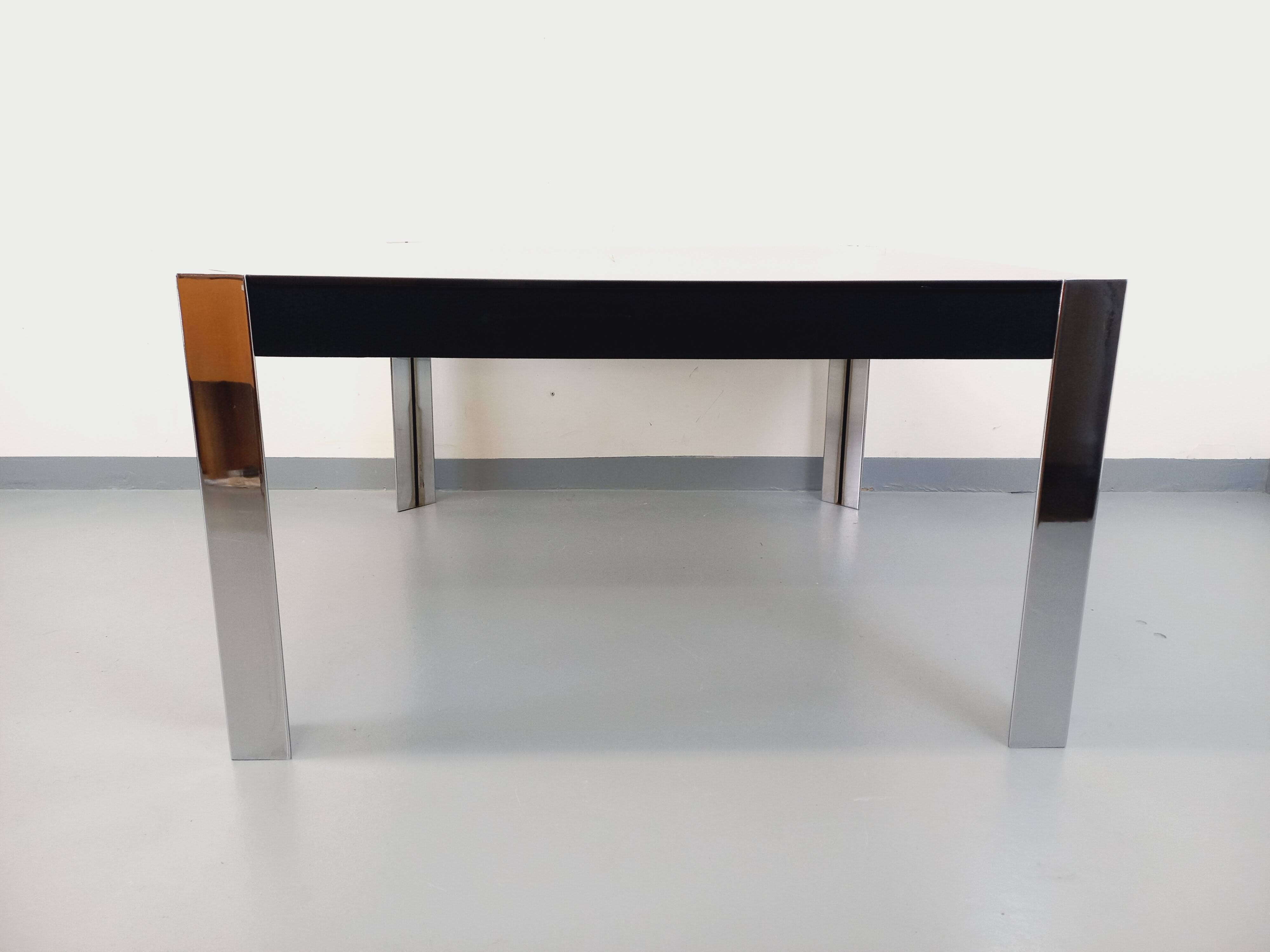 Vintage Italian square dining table by Faleschini for Mariani glass