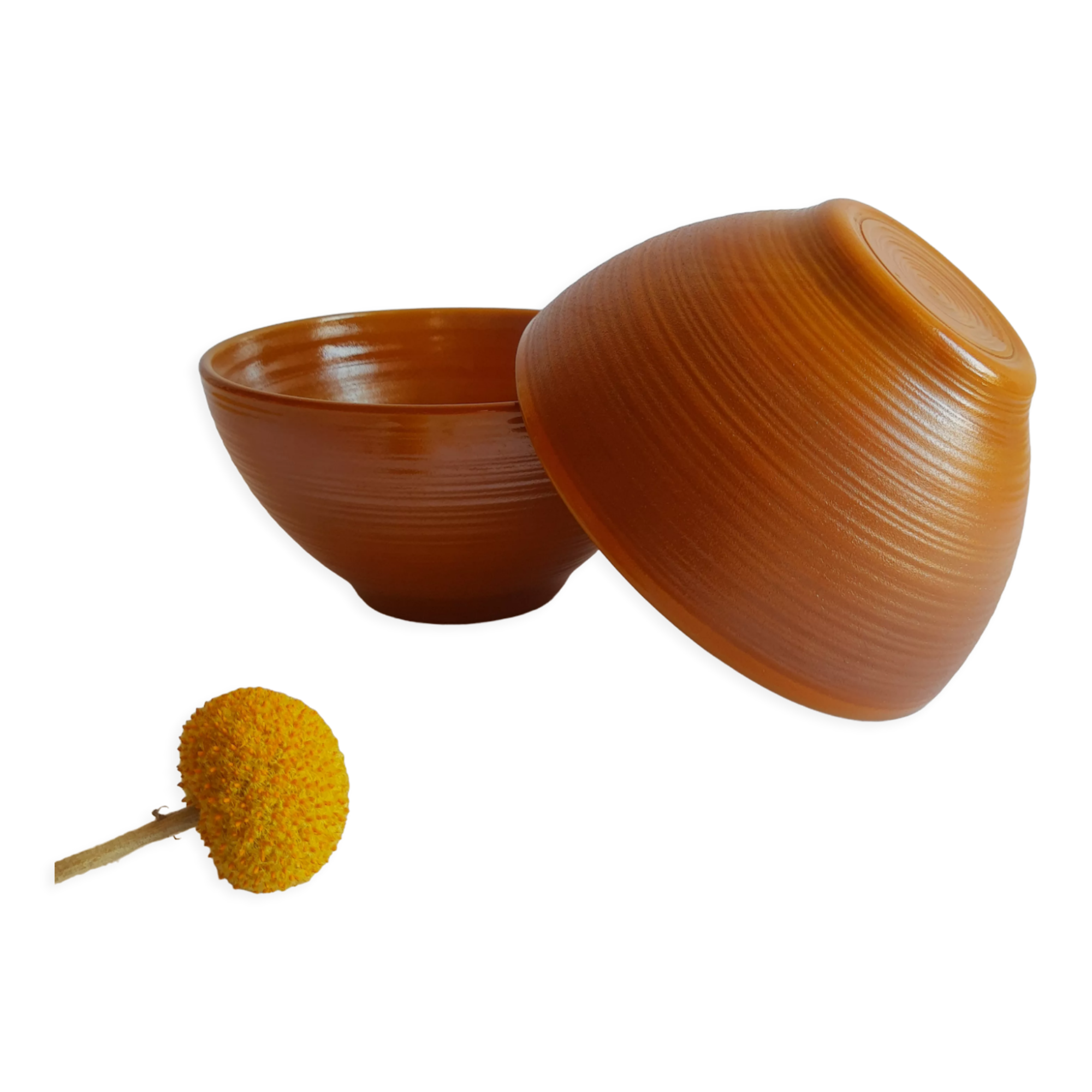 Duo of brown bowls Arcopal model Vintage volcano