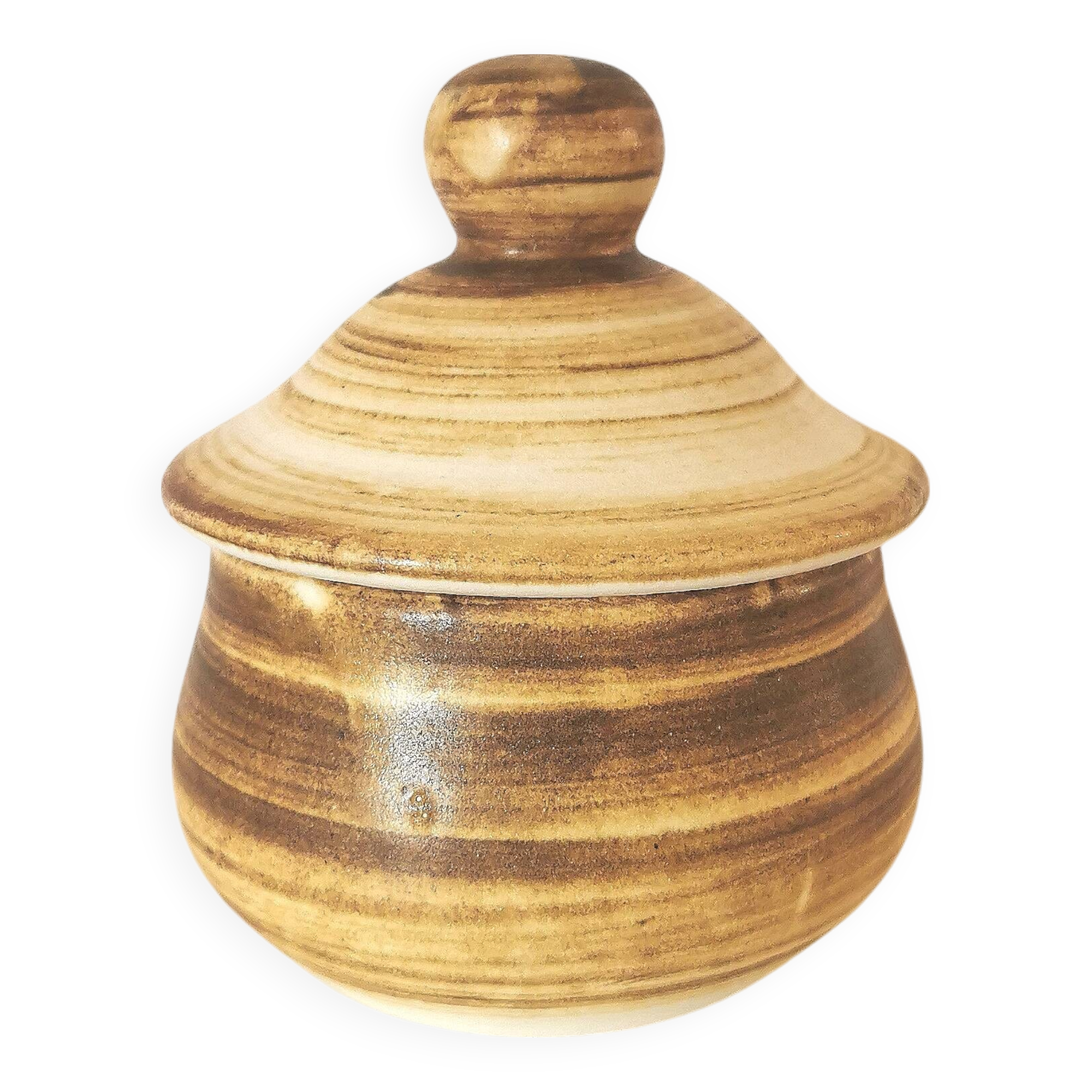 Longchamps beige and brown ceramic sugar bowl