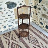Foldable vintage exotic wood side shelf
