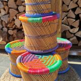 Bamboo stool and ethnic and bohemian rope