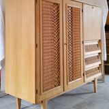 Wood and rattan cabinet