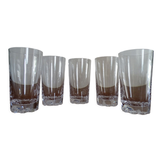 5 glasses orangeade cristal Sèvres model Lavoisier signed