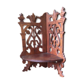 Étagère d'angle en bois massif chantourné pliable art nouveau