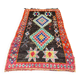 Vintage multicoloured black Berber rug - 140 x 270 cm