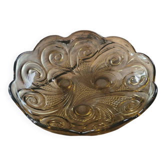 Coupe vintage tripode en verre ambré