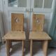 2 vintage chairs in brutalist style made of pitch pine with a waxed finish.