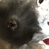 Large candle holder in patinated white painted metal