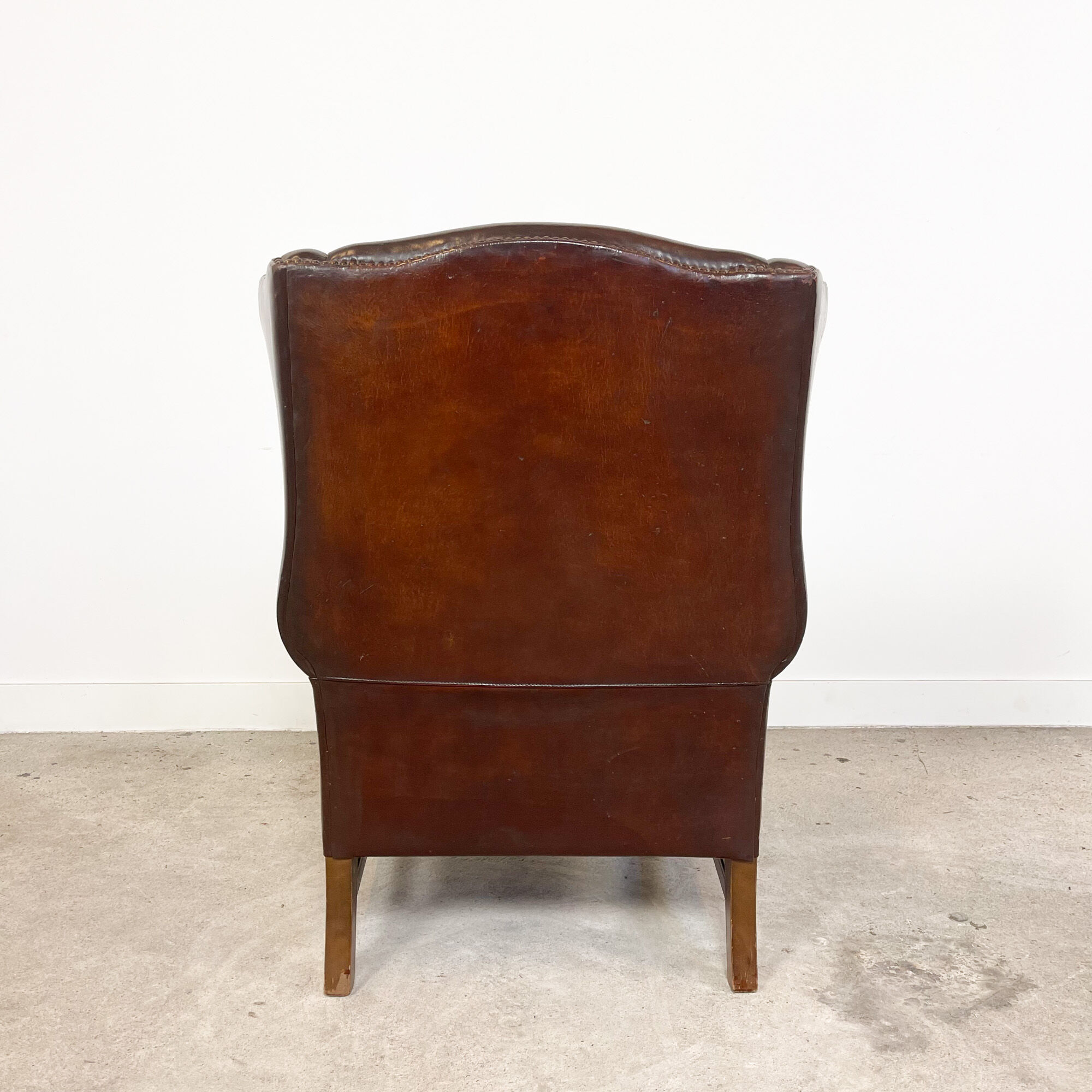 Vintage sheep leather wingback armchair london