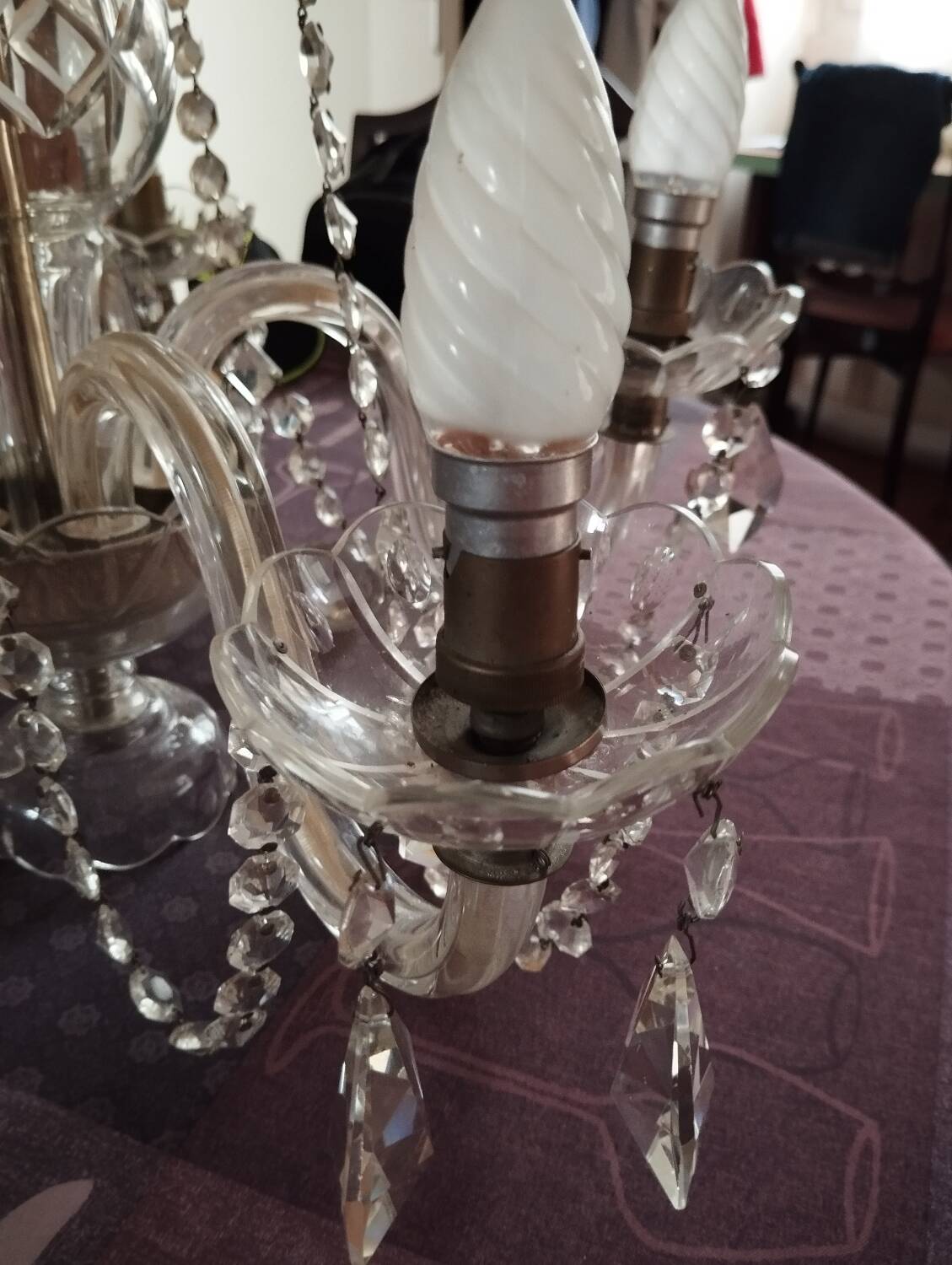 Lustre vintage en cristal, italie, 1940s