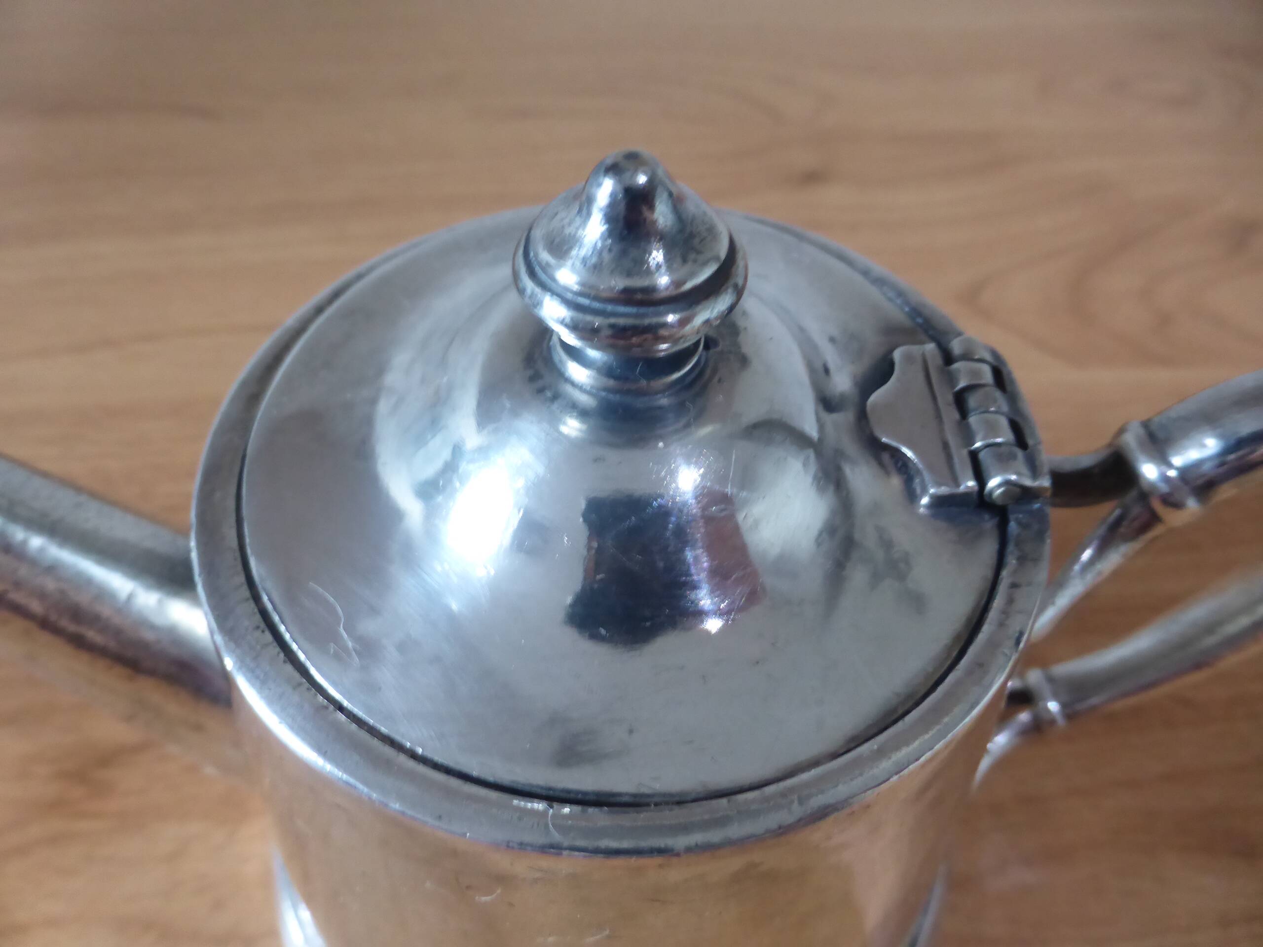 Vintage silver-plated metal teapot, pottery style