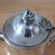 Vintage silver-plated metal teapot, pottery style