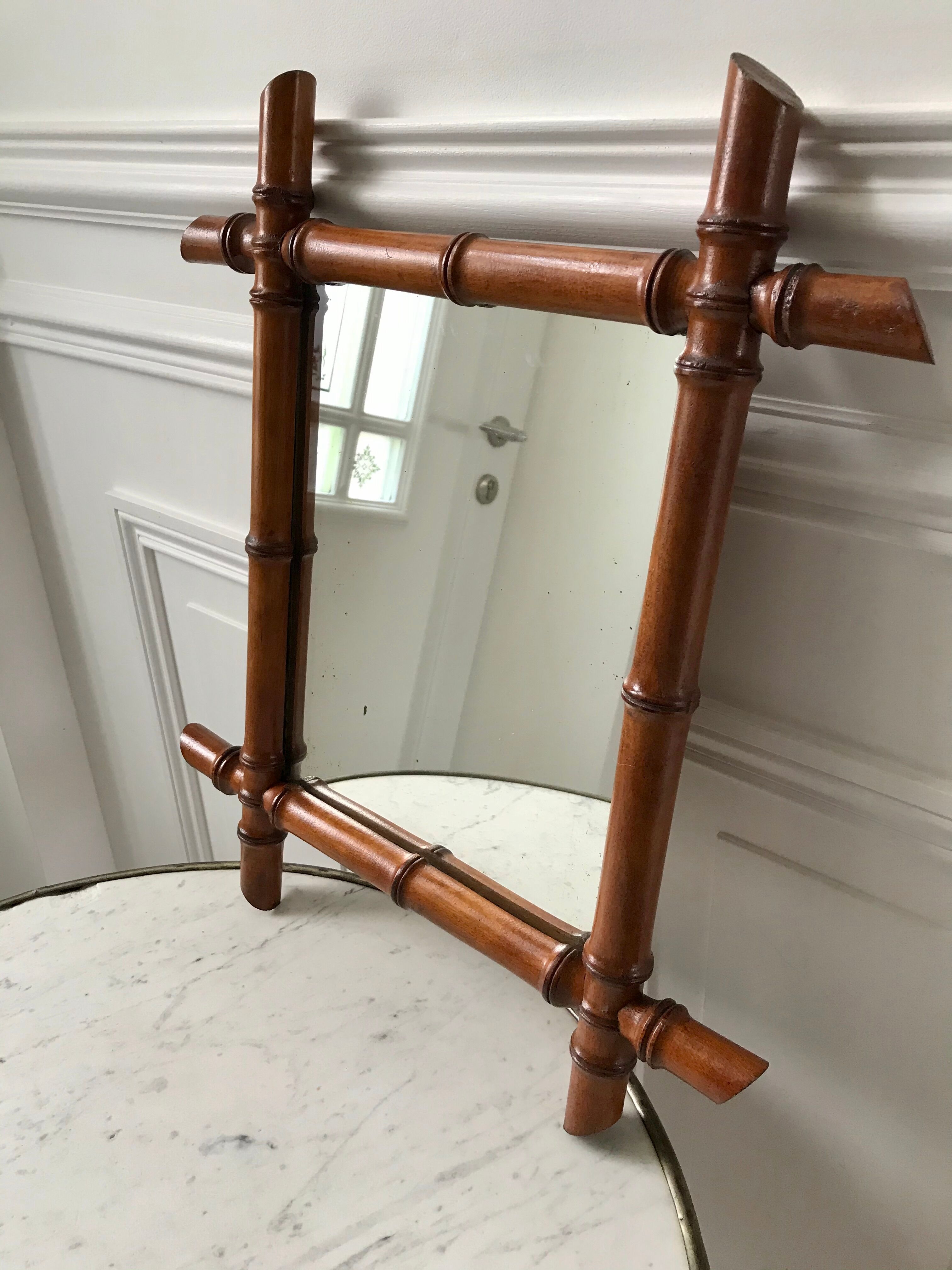 Wooden barber mirror Bamboo style 20-30s