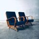 Mid-Century Modern Bentwood Lounge Chairs, Belgium, 1950s, Set of 2